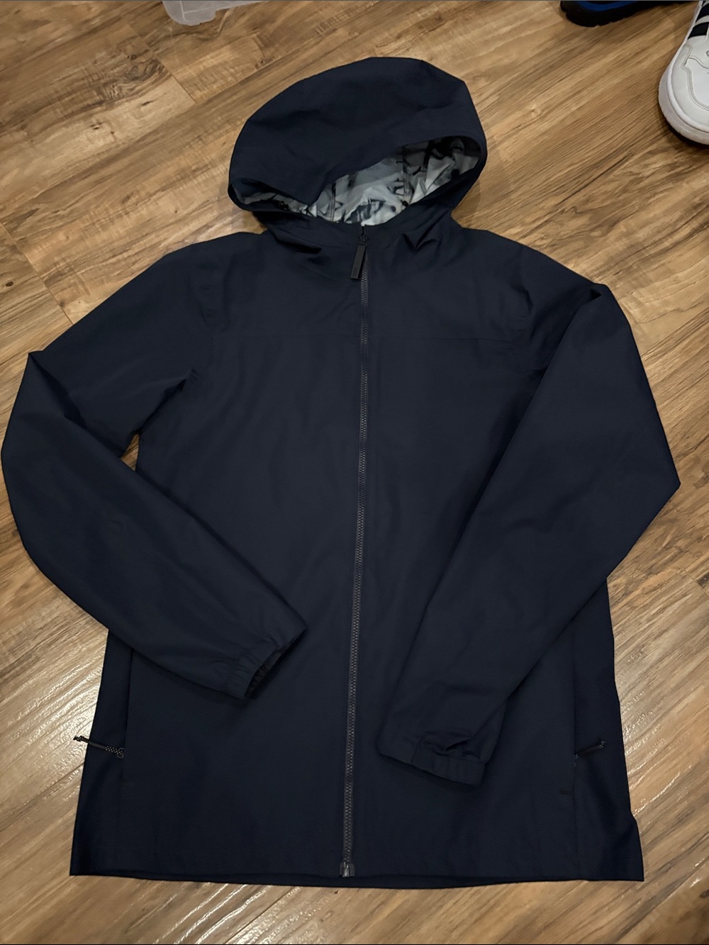 Lole Navy Hooded Trench Coat with Marbled Lining
